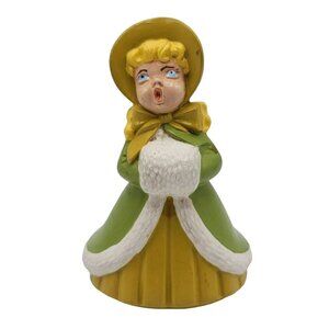 Holland Mold Christmas Caroler Girl Figure Green Sing Victorian Holiday VTG